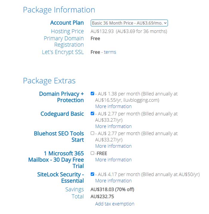 bluehost plan description