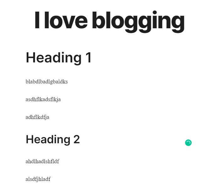 headings in wordpress