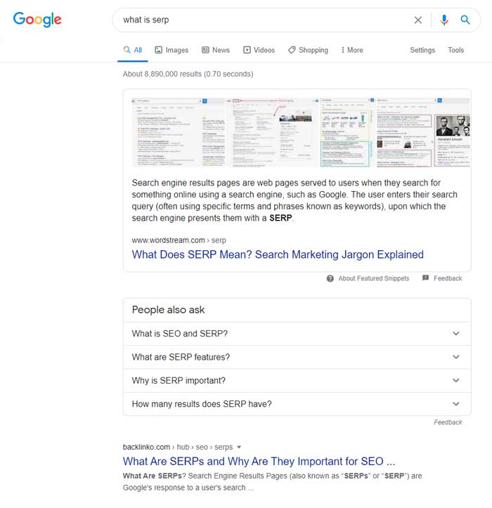 search results page