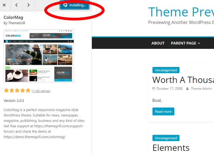 installing wordpress theme