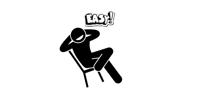 man sitting down saying easy