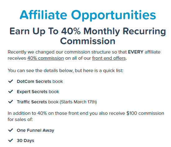 clickfunnels affiliate program commission rate