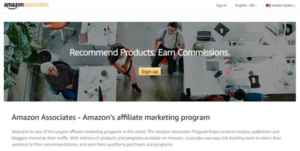 amazon associates homepage